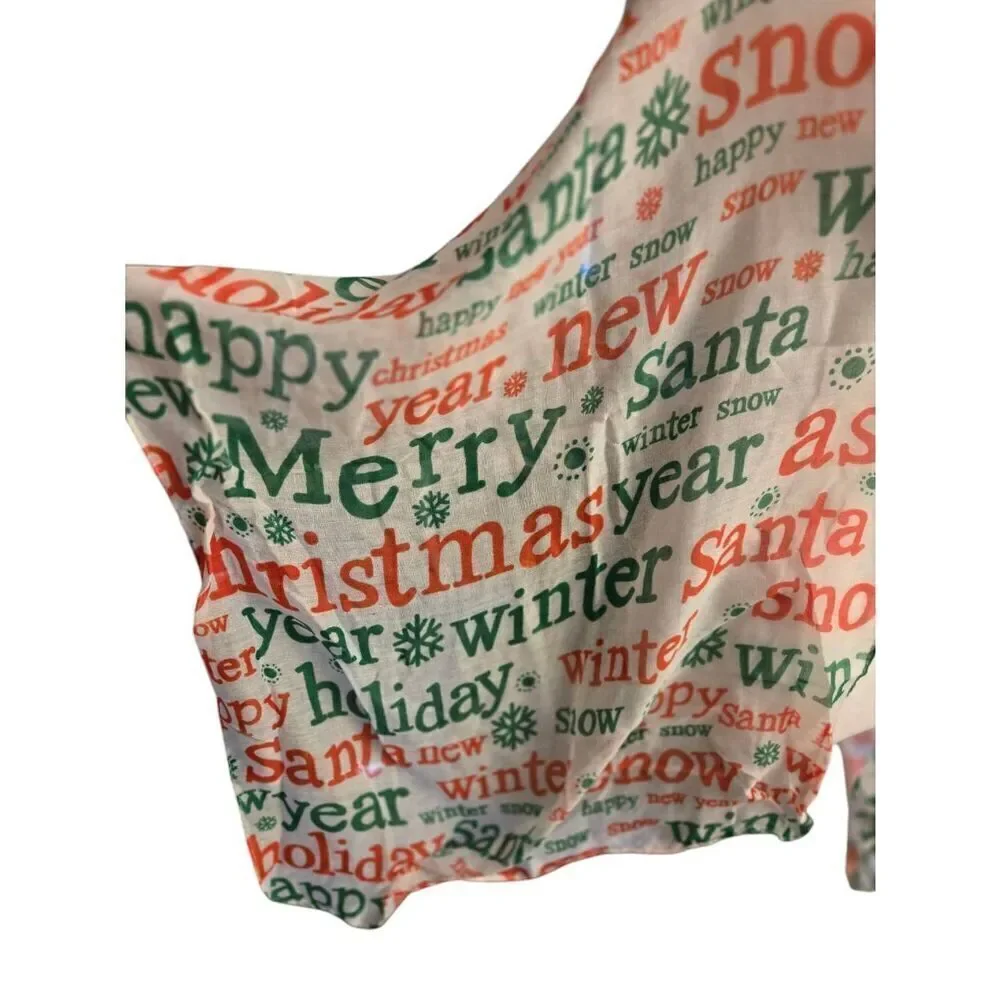 Women's One Size White/Green/Red Christmas Sheer Scarf